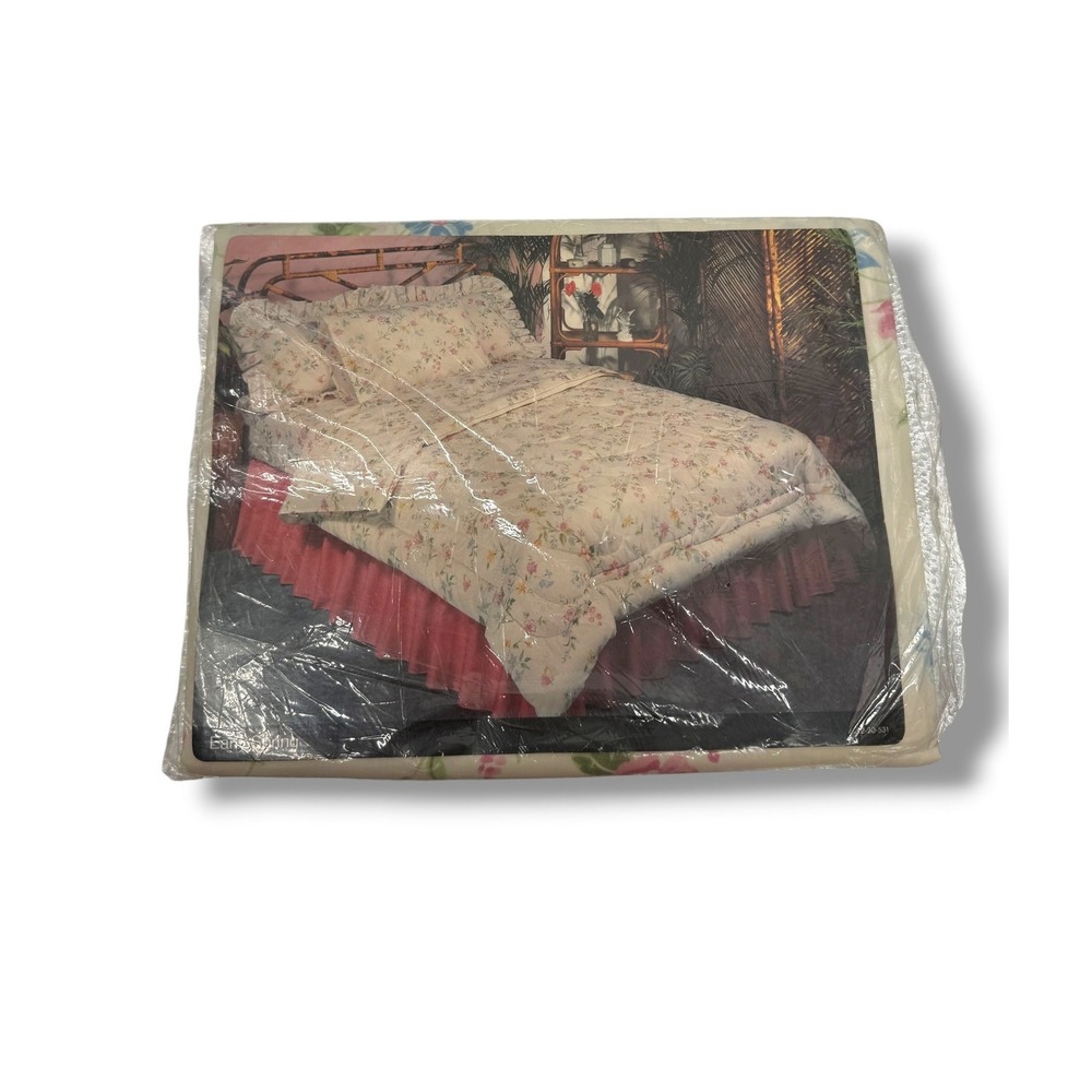 JCPenney Early Spring Full Flat Sheet Floral Butterfly Vintage USA NIP Cottage